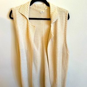 GAP knit cream open long vest